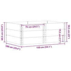 Vidaxl Vrtno korito rjavo 150x100 cm trdna borovina