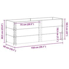 Vidaxl Vrtna visoka greda črna 150x50 cm trdna borovina