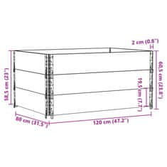 Vidaxl Vrtno korito 120x80 cm trdna borovina