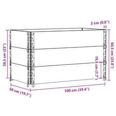 Vidaxl Paletni okvirji 3 kosi 100x50 cm trdna borovina