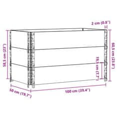 Vidaxl Paletni okvirji 3 kosi črni 100x50 cm trdna borovina