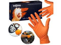 ZARYS ZARYS Oranžne nitrilne rokavice, rokavice brez pudra, diamantna tekstura, 50 kos M