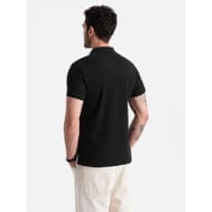 OMBRE Moška enobarvna pletena polo majica BASIC črna MDN126153 S