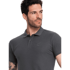 OMBRE Moška enobarvna pletena polo majica BASIC grafitne barve MDN126155 M