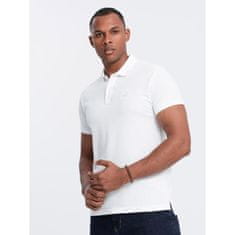 OMBRE Moška enobarvna pletena polo majica BASIC bela MDN126156 L