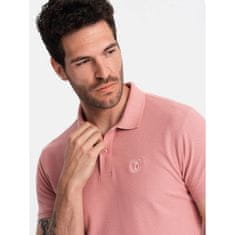 OMBRE Moška enobarvna pletena polo majica BASIC temno rožnata MDN126159 XL