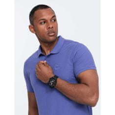 OMBRE Moška enobarvna pletena polo majica BASIC pique pletenina vijolična MDN126163 S