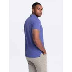 OMBRE Moška enobarvna pletena polo majica BASIC pique pletenina vijolična MDN126163 S