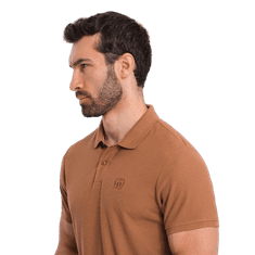 OMBRE Moška enobarvna polo majica BASIC pique knit rjava MDN126172 XXL