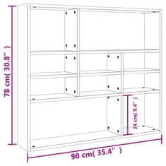 Vidaxl Stenska polica betonsko siva 90x16x78 cm inženirski les