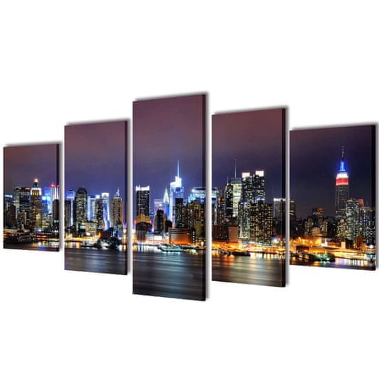 Vidaxl Set platen s printom New York ponoči 200 x 100 cm