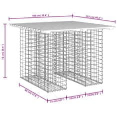 Vidaxl Vrtna gabionska klop 100x102x72 cm trdna borovina