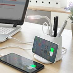 InnovaGoods Brezžični polnilec 5 v 1 s stojalom za organizatorje in USB LED svetilko DesKing InnovaGoods 