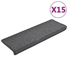 Vidaxl Preproge za stopnice 15 kosov 65x21x4 cm temno sive