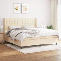 Vidaxl Box spring postelja z vzmetnico krem 200x200 cm blago