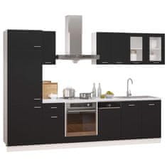 Vidaxl Komplet kuhinjskih omaric 8-delni črn iverna plošča