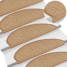 Vidaxl Samolepilne preproge za stopnice 15 kosov 65x21x4 cm sisal