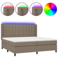 Vidaxl Box spring postelja z vzmetnico LED taupe 200x200 cm blago