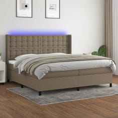 Vidaxl Box spring postelja z vzmetnico LED taupe 200x200 cm blago