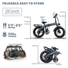 DrVetion BT20 Zložljivo električno kolo 20*4.0 inch Fat Tire 750W Motor 48V 10Ah Samsung Baterija 40-60km doseg