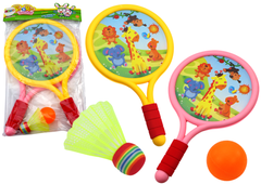 shumee Otroški loparji za badminton Animals Yellow Pink