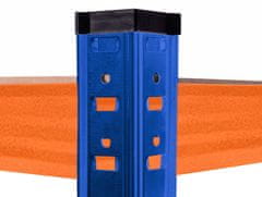 Aga Kovový regál 180x90x40 cm 5 políc Modrý/Oranžový