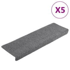 Vidaxl Preproge za stopnice 5 kosov svetlo sive 65x21x4 cm