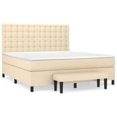 Vidaxl Box spring postelja z vzmetnico krem 180x200 cm blago
