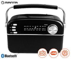 Manta RDI918B SOLAR radijski sprejemnik, FM/AW/SW, Bluetooth, USB/AUX-in/microSD