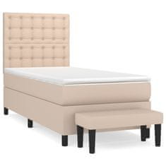 Vidaxl Box spring postelja z vzmetnico kapučino 80x200 cm umetno usnje