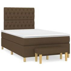 Vidaxl Box spring postelja z vzmetnico temno rjav 120x200 cm blago