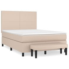 Vidaxl Box spring postelja z vzmetnico kapučino 140x200cm umetno usnje