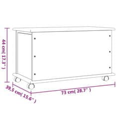 Vidaxl Skrinja za shranjevanje s kolesi ALTA 73x39,5x44 cm borovina