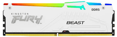 Kingston 6000 FURY Beast RAM pomnilnik, RGB XMP, DDR5, 16GB, CL30, XMP, DIMM, bel (KF560C30BWA-16)