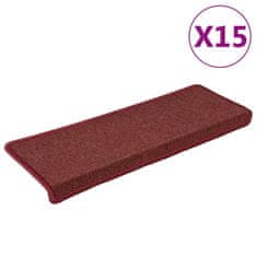 Vidaxl Preproge za stopnice 15 kosov 65x21x4 cm mat rdeče