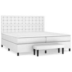 Vidaxl Box spring postelja z vzmetnico bela 200x200 cm umetno usnje