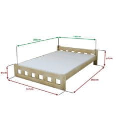 Ljubki dom Postelja Naomi povišana 160 x 200 cm bor Posteljno dno: Brez posteljnega dna, Vzmetnica: Vzmetnica Deluxe 10 cm