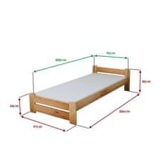 Ljubki dom Postelja Emily 90 x 200 cm jelša Posteljno dno: Brez posteljnega dna, Vzmetnica: Vzmetnica Deluxe 10 cm