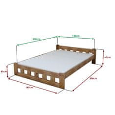 Ljubki dom Postelja Naomi povišana 140 x 200 cm hrast Posteljno dno: Brez posteljnega dna, Vzmetnica: Vzmetnica Somnia 17 cm