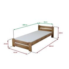 Ljubki dom Postelja Laura 90 x 200 cm hrast Posteljno dno: Letveno posteljno dno, Vzmetnica: Vzmetnica Somnia 17 cm