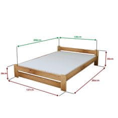 Ljubki dom Postelja Emily 120 x 200 cm jelša Posteljno dno: Brez posteljnega dna, Vzmetnica: Vzmetnica Deluxe 10 cm