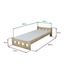 Ljubki dom Postelja Naomi povišana 90 x 200 cm bor Posteljno dno: Letveno posteljno dno, Vzmetnica: Vzmetnica Somnia 17 cm