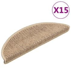 Vidaxl Samolepilne preproge za stopnice sisal 15 kosov 56x17x3cm pesek