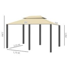 OUTSUNNY Garden Pavilion Z Dvojno Streho 3X4 M Bež + Črna Za Šotor Za Zabave In Vrt 