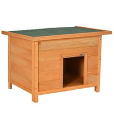 PAWHUT Dog Kennel Udobna Pasja Jama Iz Jelovega Lesa S Streho, Idealna Za Pse In Mačke, 82X58X58 Cm 