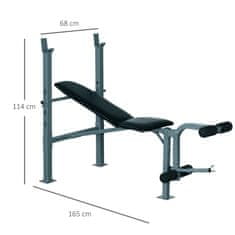 HOMCOM Klop Za Več Uteži, Vadbena Klop, Multi-Gym, Nagnjena Klop, Fitnes Oprema, Jeklo, 165X68X114Cm 