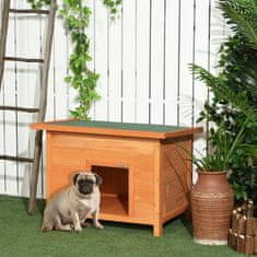 PAWHUT Dog Kennel Udobna Pasja Jama Iz Jelovega Lesa S Streho, Idealna Za Pse In Mačke, 82X58X58 Cm 