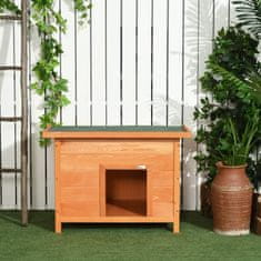 PAWHUT Dog Kennel Udobna Pasja Jama Iz Jelovega Lesa S Streho, Idealna Za Pse In Mačke, 82X58X58 Cm 