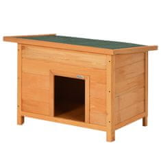 PAWHUT Dog Kennel Udobna Pasja Jama Iz Jelovega Lesa S Streho, Idealna Za Pse In Mačke, 82X58X58 Cm 