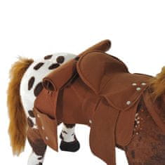 HOMCOM Jahalni Konj Igralni Konj, Otroški Zvočni Stoječi Konj, Plišasta Igrača Kovinska Rjava + Bela 85X28X60 Cm 